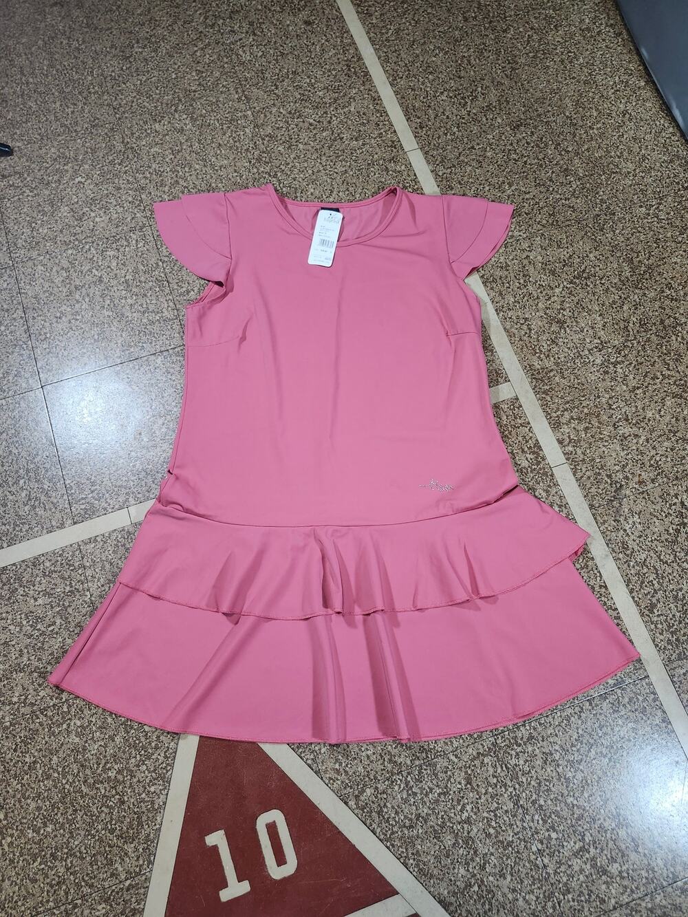 Hasema Modest Swim Dress Size 8/10 Pudra Pink Layered Flounce Hem Conservative